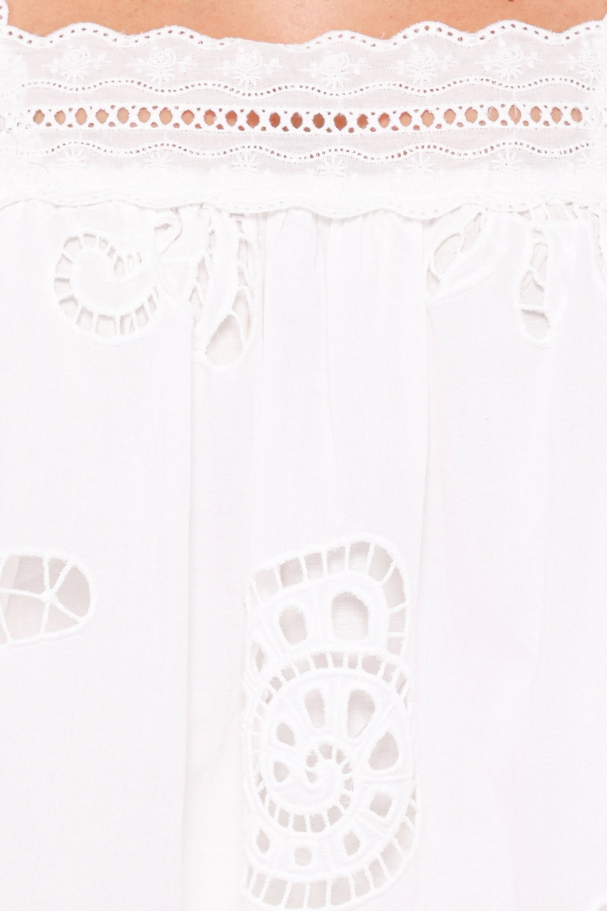 Aideen Eyelet Top - White Shell