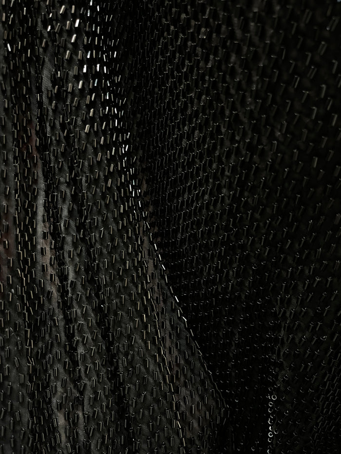 Beaded Poly Chiffon - Jet Black