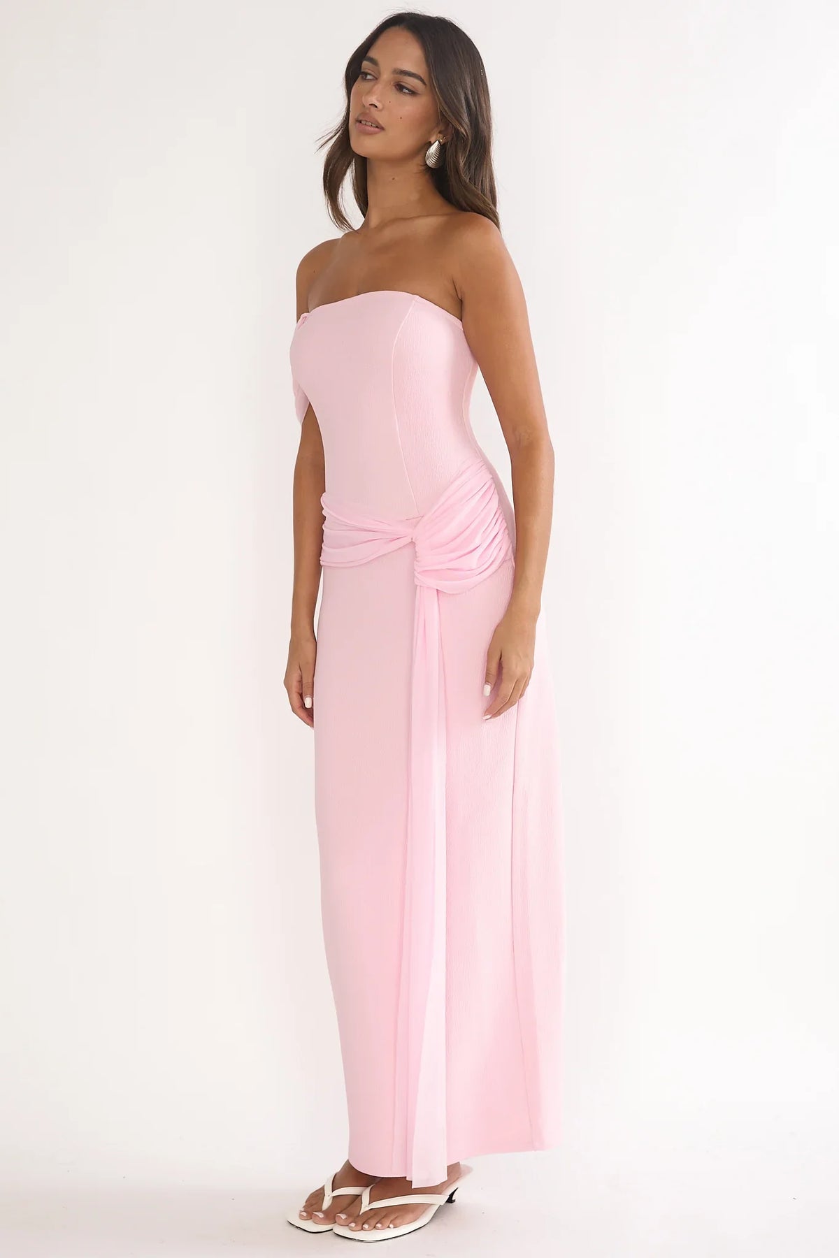 Chiavari Waist Drape Maxi Dress Pink