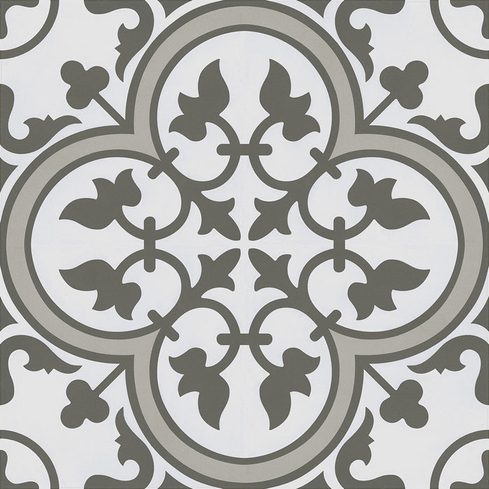 Chartwell Silver 45 x 45cm Porcelain Pattern Tile - 1.22 sqm perbox