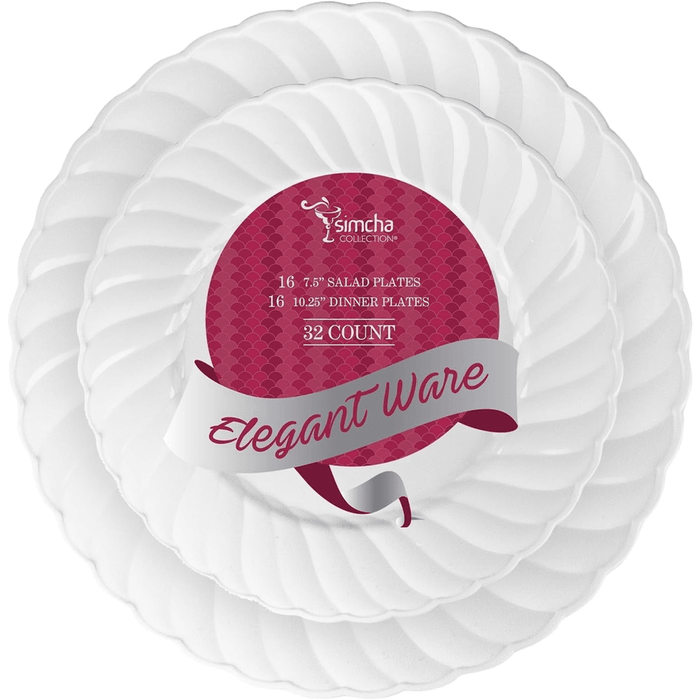 Elegant Plastic Dinner Plates White Elegantware Plastic Silverware, 32 Pack - Wichita Home Outlet