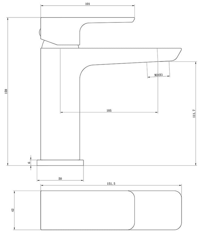 Eliseo Ricci Sharpe Mono Basin Mixer inc. Waste - Matt Black