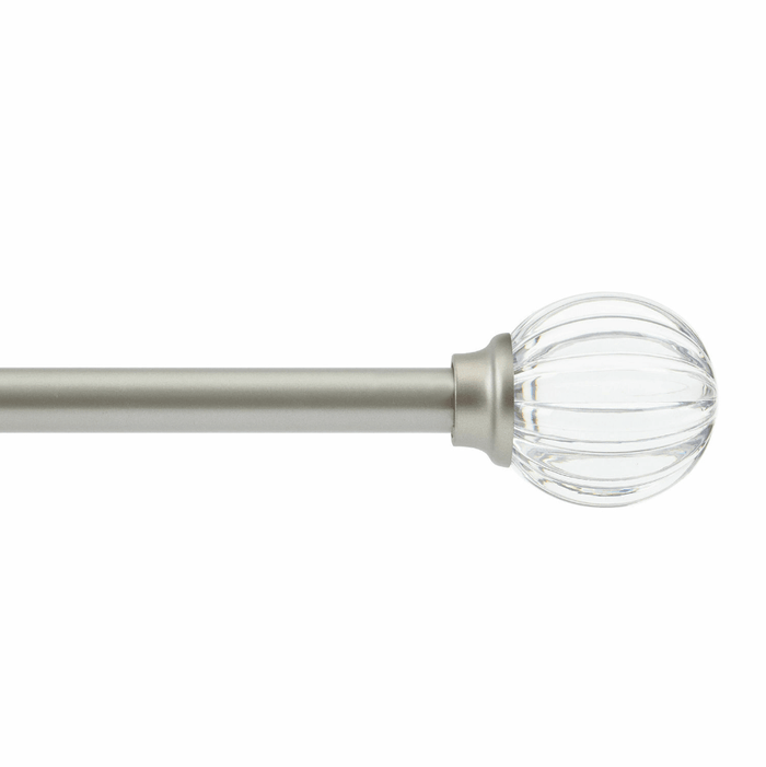 Fluted Ball Adjustable 5/8" Curtain Rod - Silver - 2 Sizes - Wichita Home Outlet