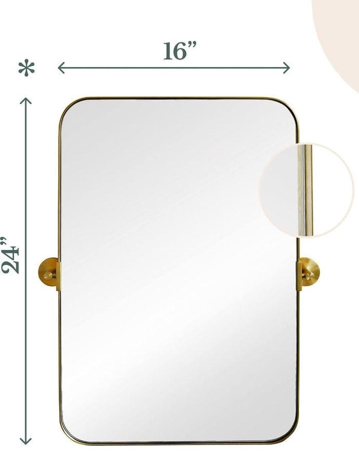 Hamilton Hills 16" x 24" inch Brushed Gold Metal Framed Mirror - Wichita Home Outlet