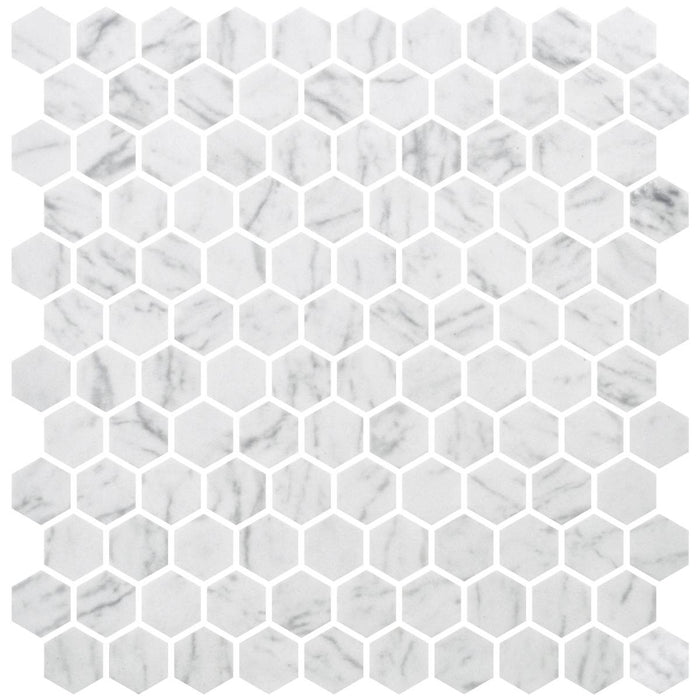 Hex Carrara Non Slip 30.1 x 29.0cm Mosaic Sheet
