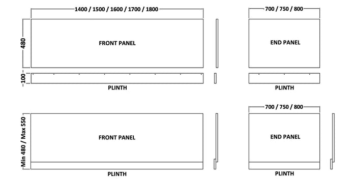Hudson Reed 800mm End Bath Panel & Plinth BPR113