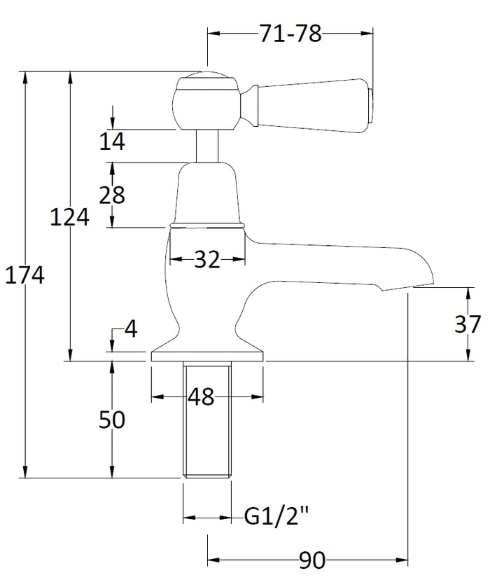 Hudson Reed Topaz with Lever Basin Pillar Taps & Domed Collar - White BC301DL