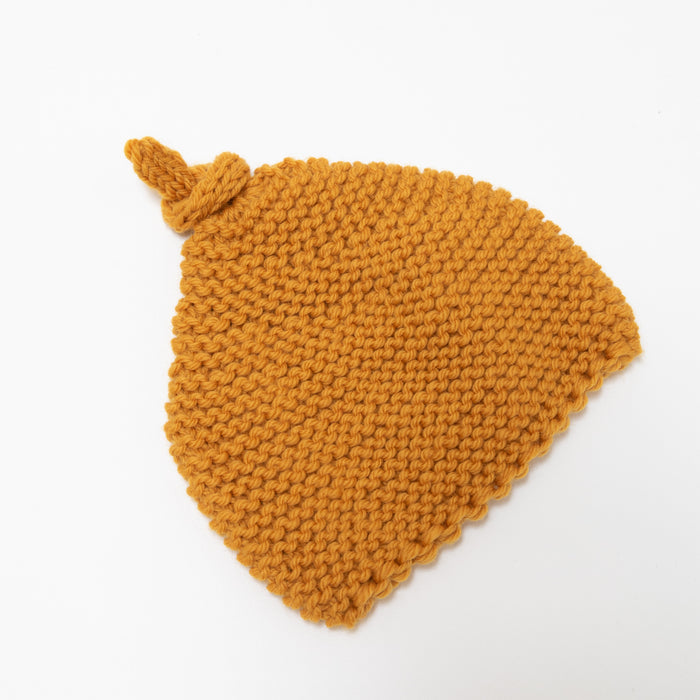 Knitted by Nana Top Knot Beanie - Curry
