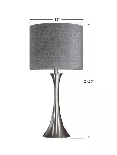 Lenuxe 24.25 in. Brushed Nickel Table Lamp - Wichita Home Outlet