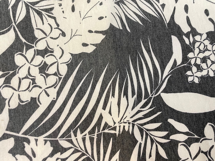 Tropical Printed Poly French Terry - Grey & Off-White
