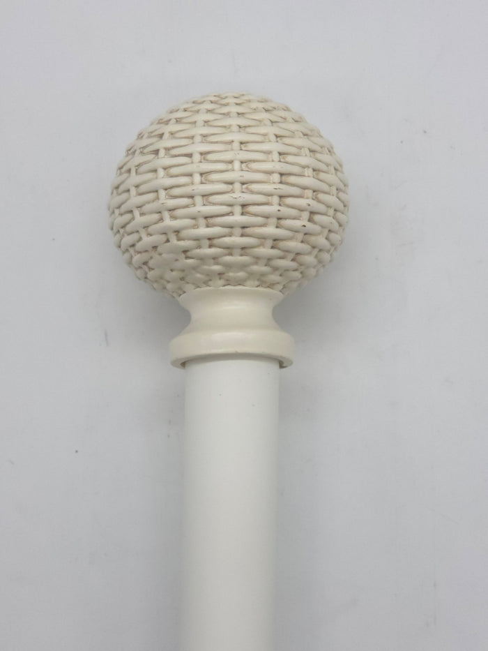 Woven Ball 1" Adjustable Curtain Rod - White - 36" - 72" - Wichita Home Outlet