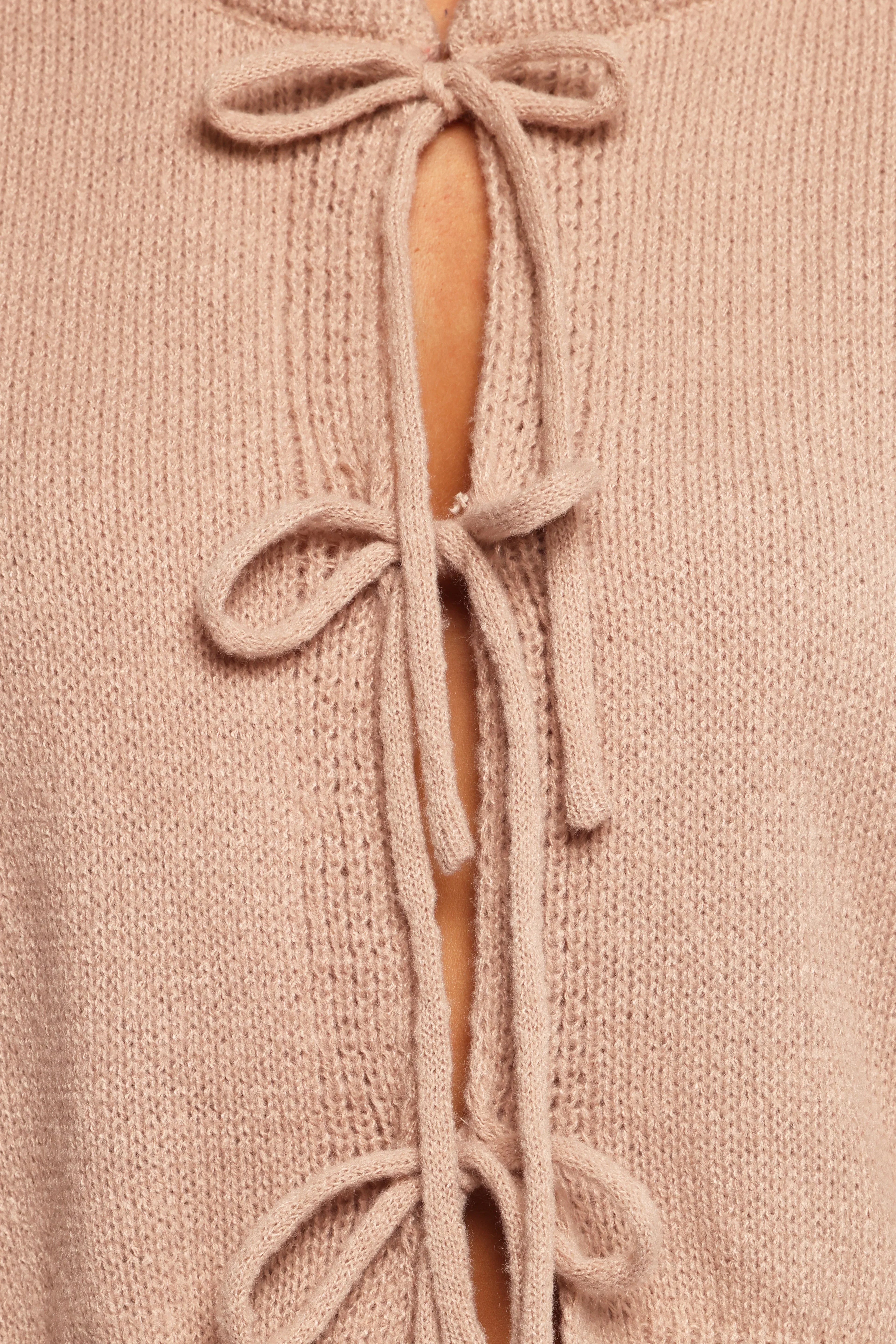 Koskie Tie Knit Top - Taupe