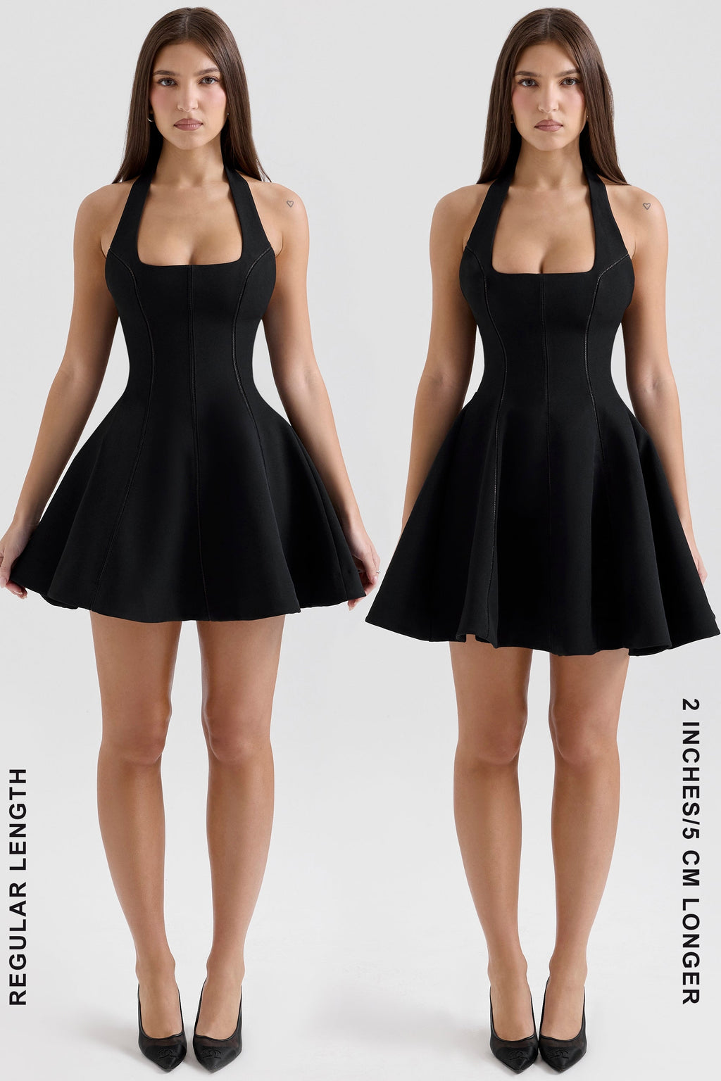 black halter neck bow mini dress