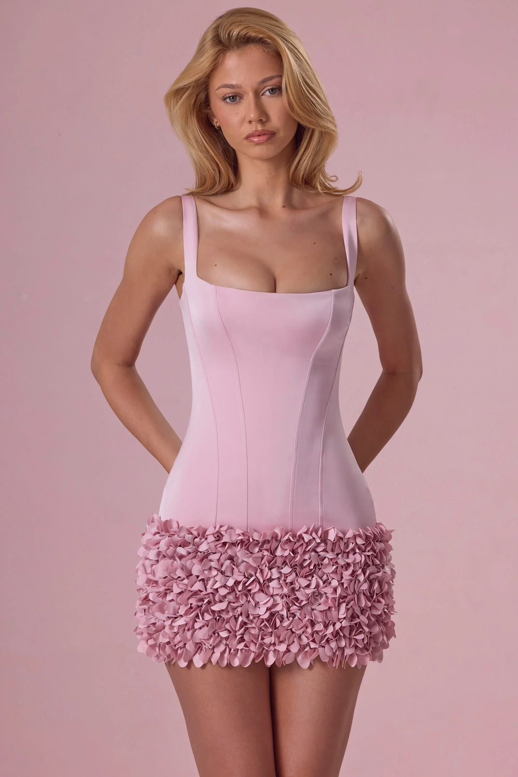 Satin Mini Dress in Blush Pink