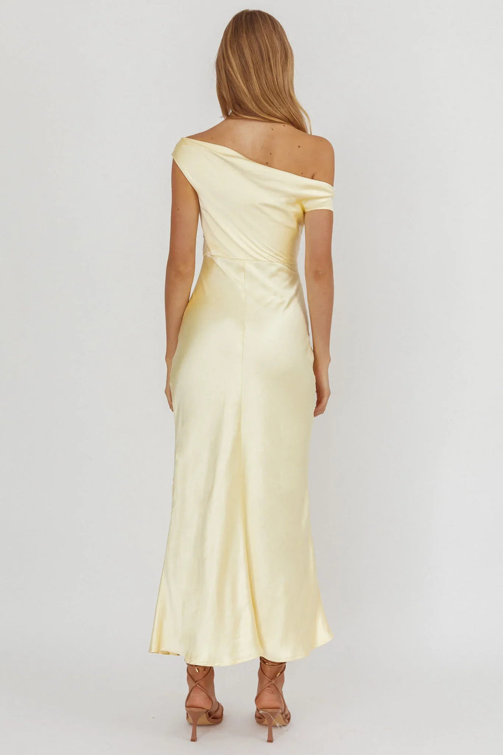 Revelation Off-Shoulder Lace Trim Maxi Dress Butter