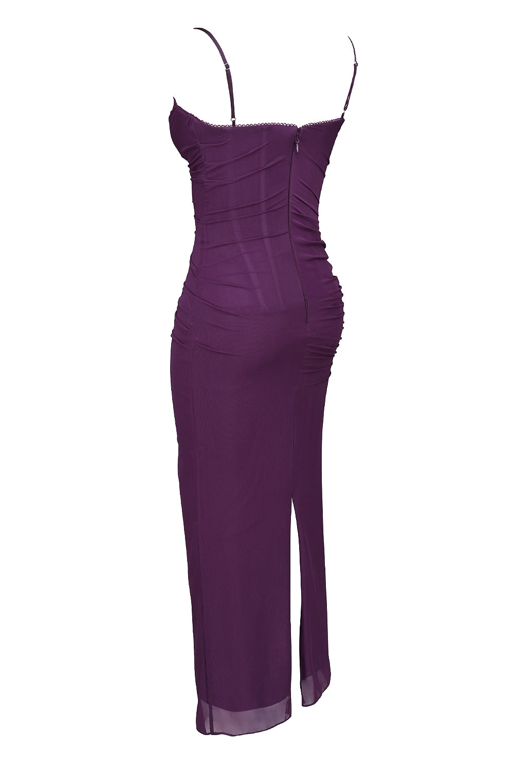 grape mesh corset maxi dress