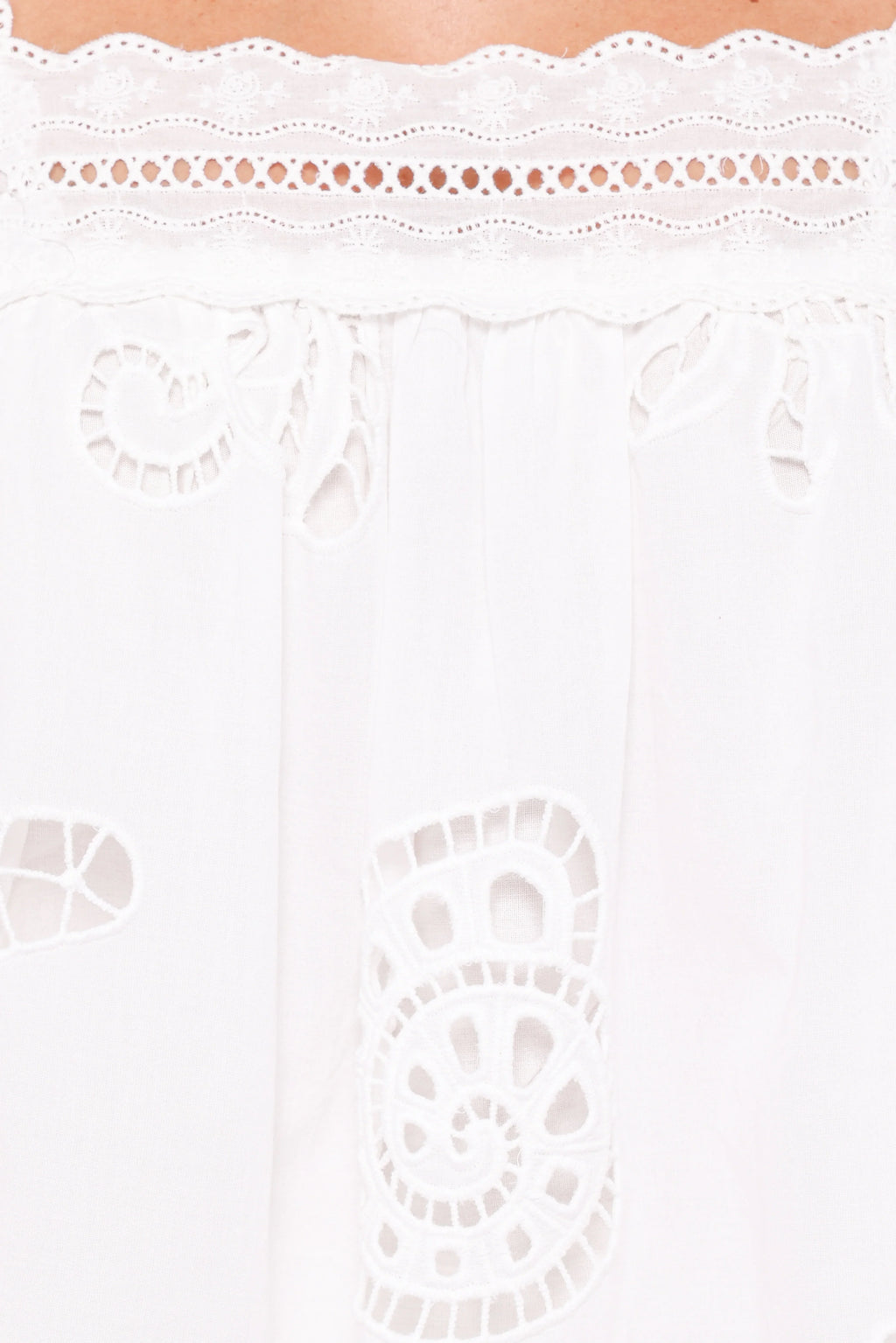 Aideen Eyelet Top - White Shell