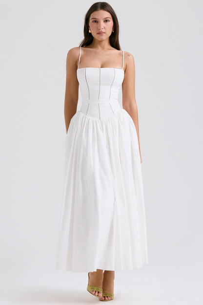 white cotton maxi sundress