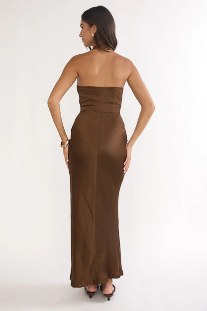 Girl's Night Halterneck Maxi Dress Chocolate