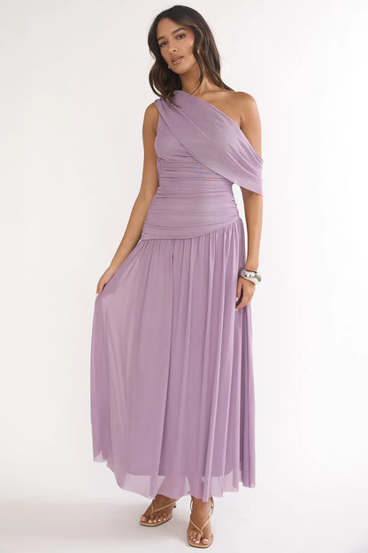 Amretha Asymmetric Neckline Maxi Dress Amethyst