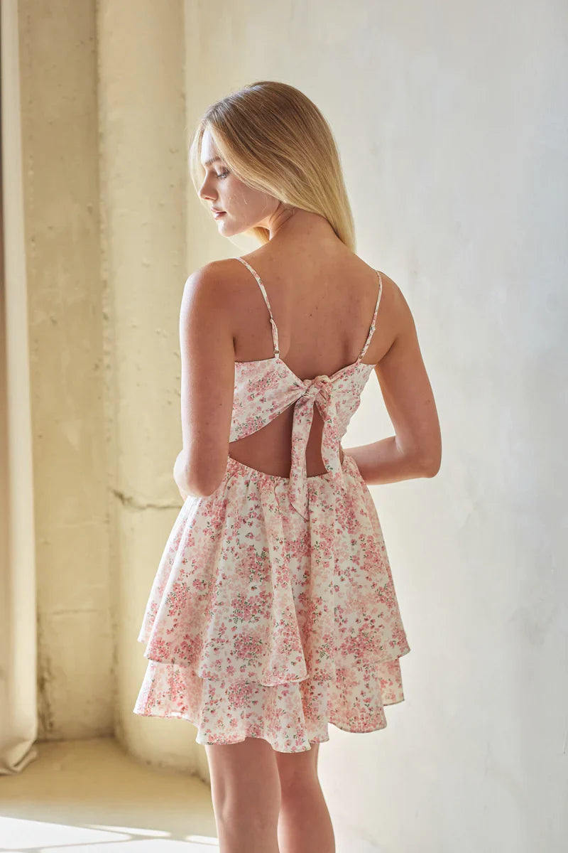 Alina Floral Tie Back Mini Dress