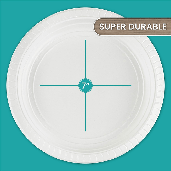 7" Round Disposable Plastic Plates Dinner Plate - 100 pack - Wichita Home Outlet