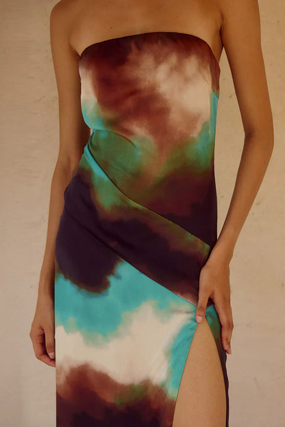 VEGA STRAPLESS MAXI DRESS - VEGA CHOCOLATE