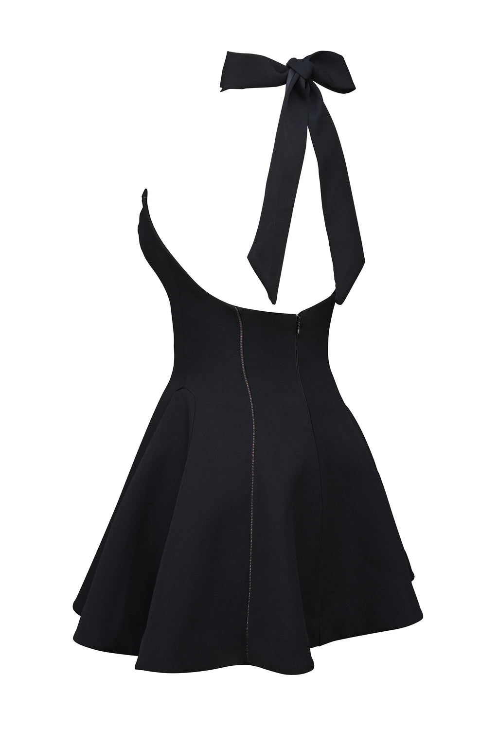 black halter neck bow mini dress