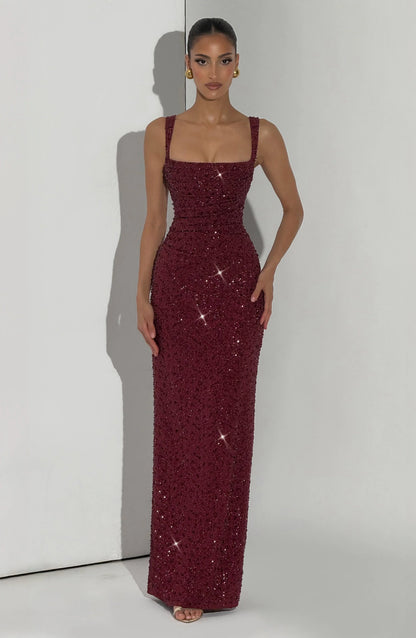 Calanthe Maxi Dress - Burgundy Sparkle