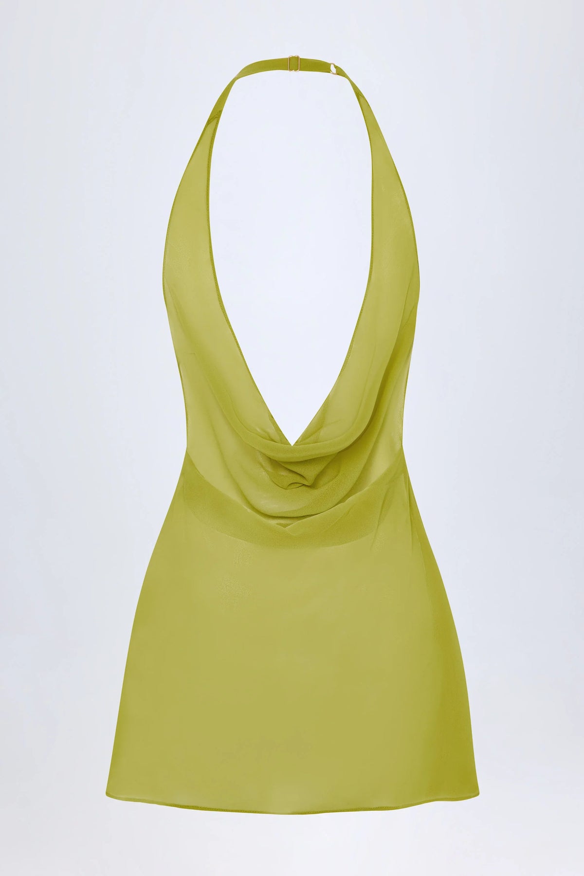 Cowl-Neck Backless Mini Dress in Olive Green
