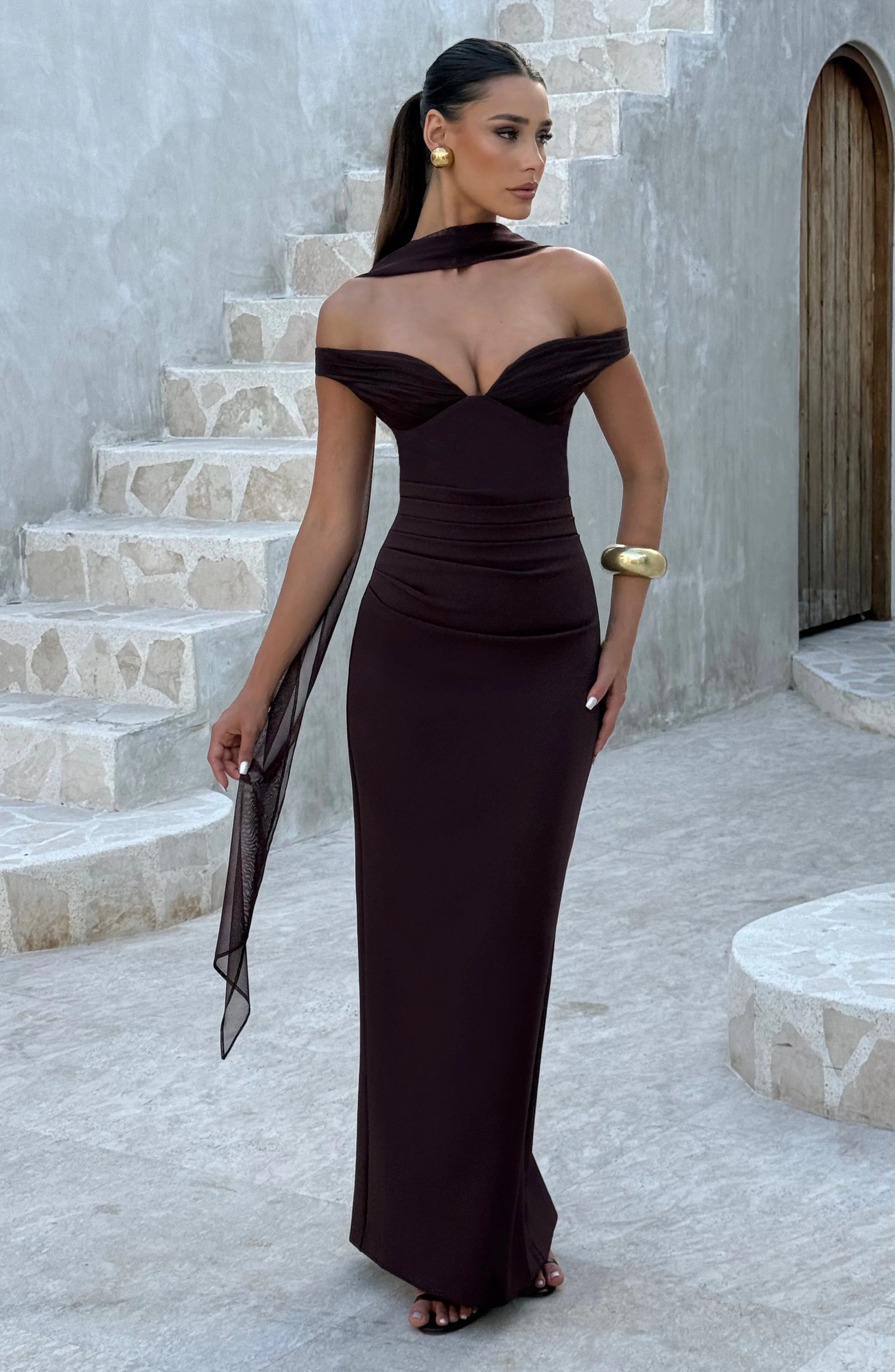 Abigail Maxi Dress - Plum Brown