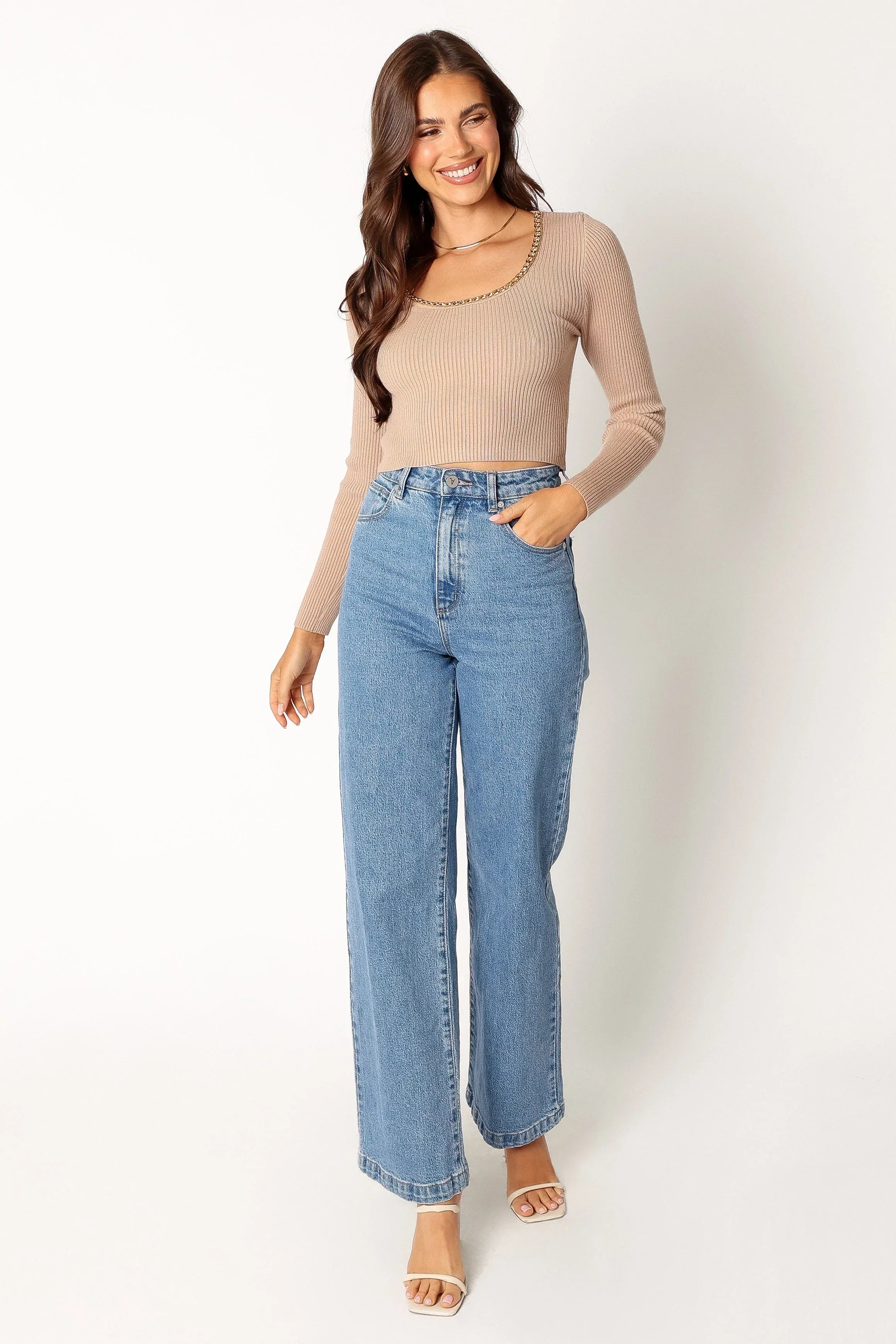 Wells Long Sleeve Knit Top - Taupe