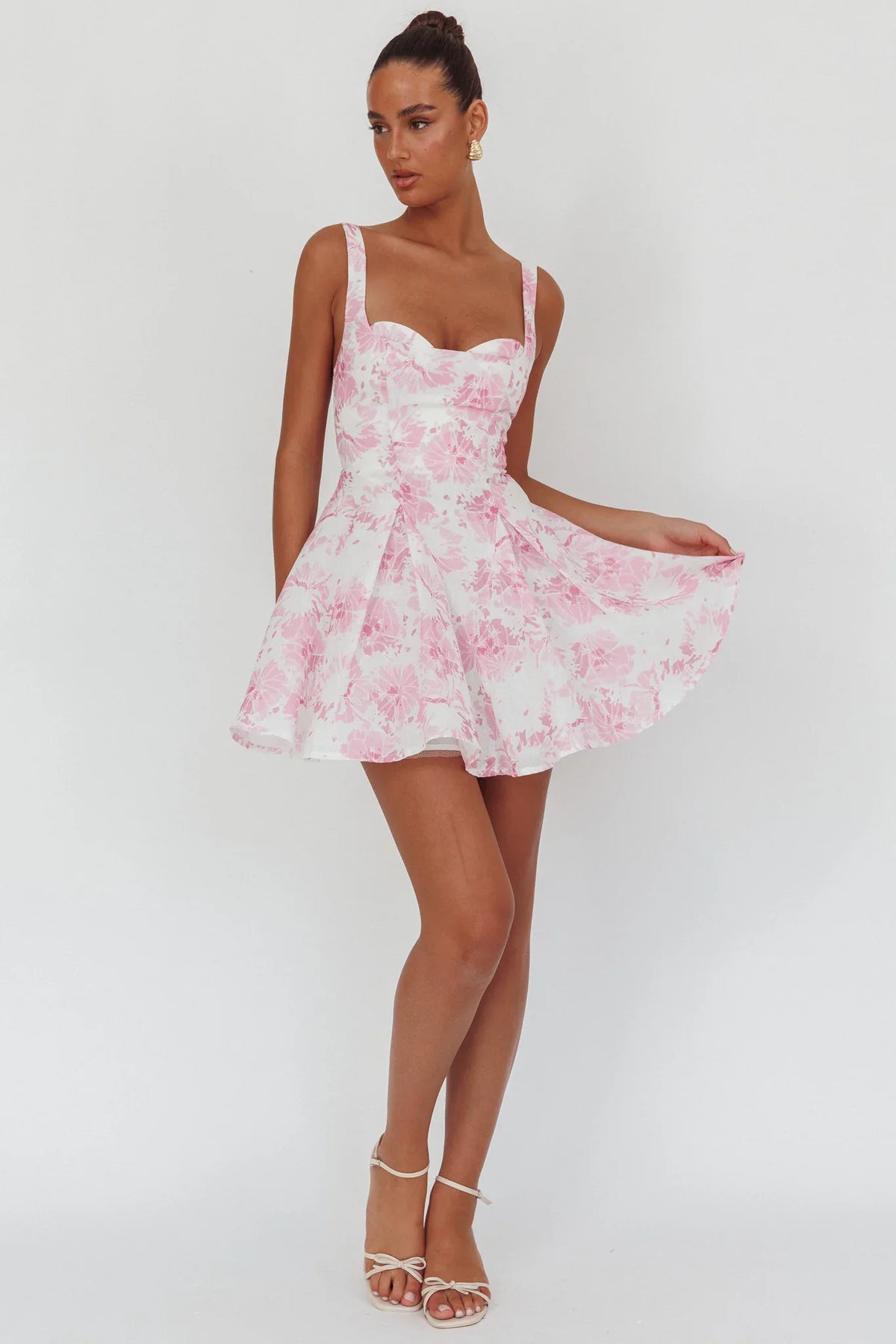 Get My Attention Off-Shoulder Mini Dress Floral Pink