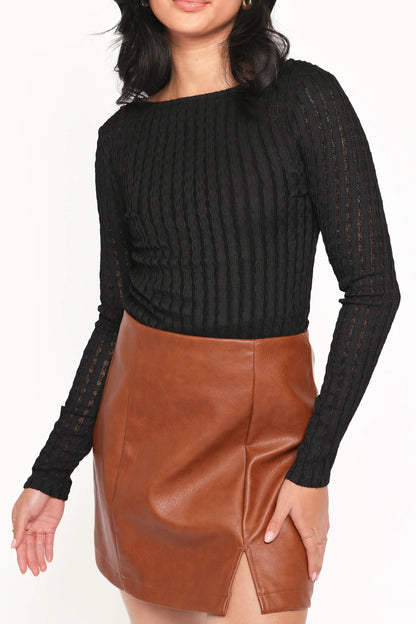 Bellatrix Textured Knit Top - Black