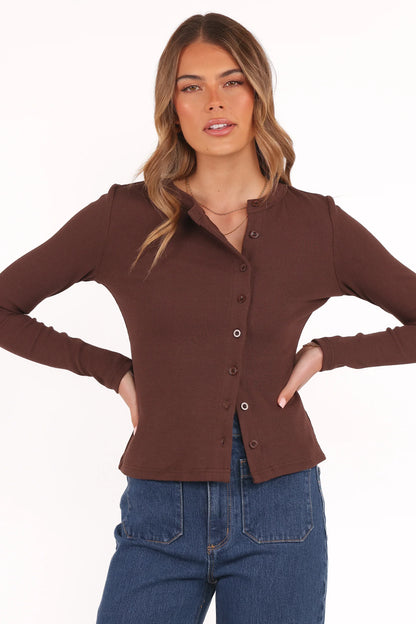 Cass Long Sleeve Top - Chocolate Brown