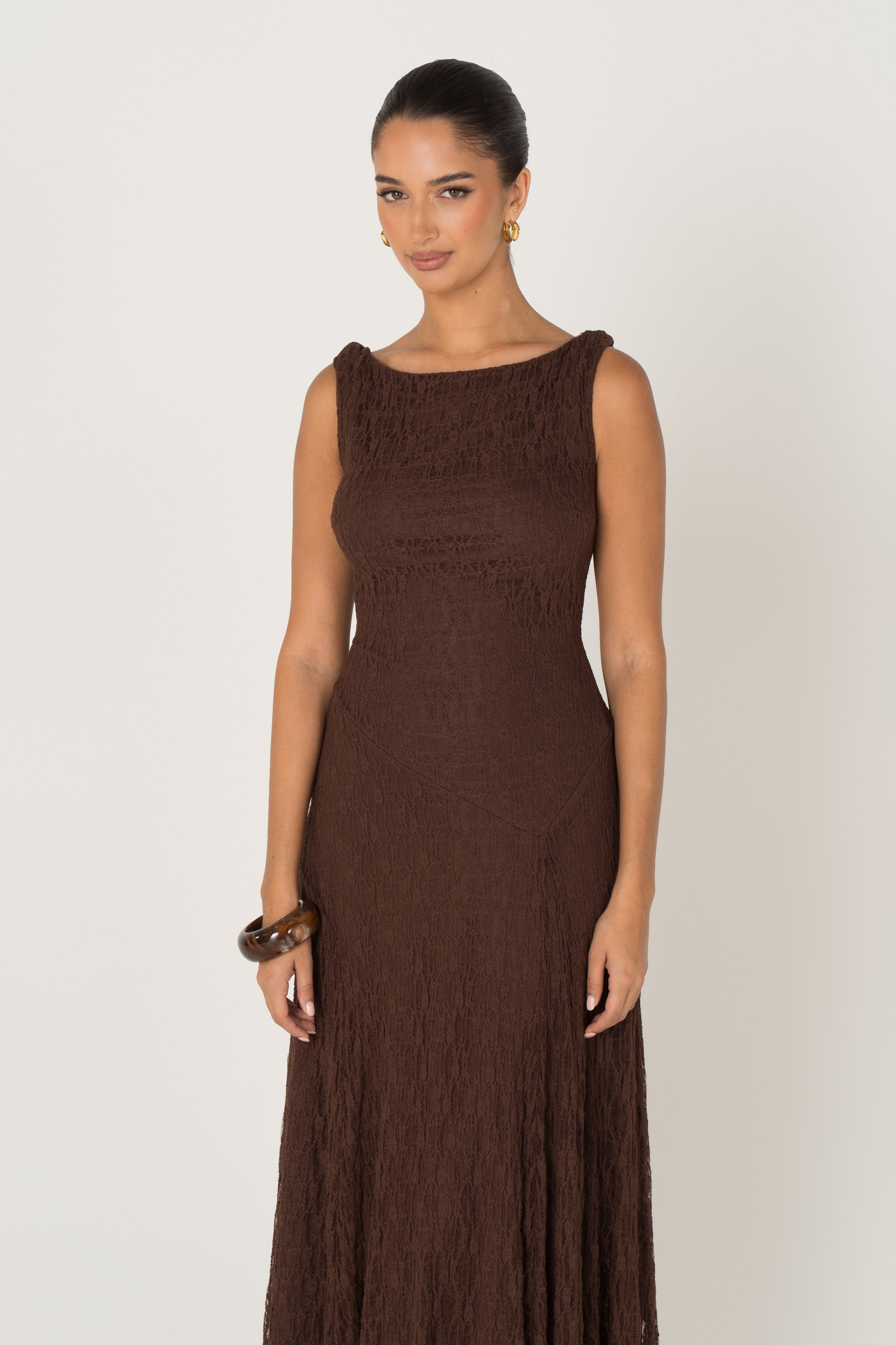 Delia Lace Yellow Maxi Dress with Twist Details