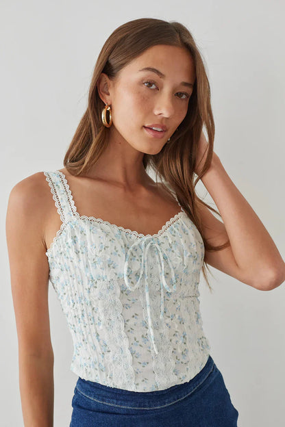 Beverly Lace Trim Floral Bustier Corset Top