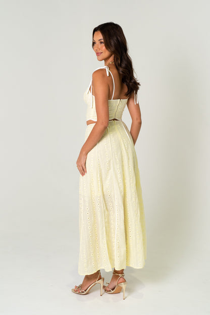 Isabela Yellow Two Piece Set - Cropped Top & Maxi Skirt