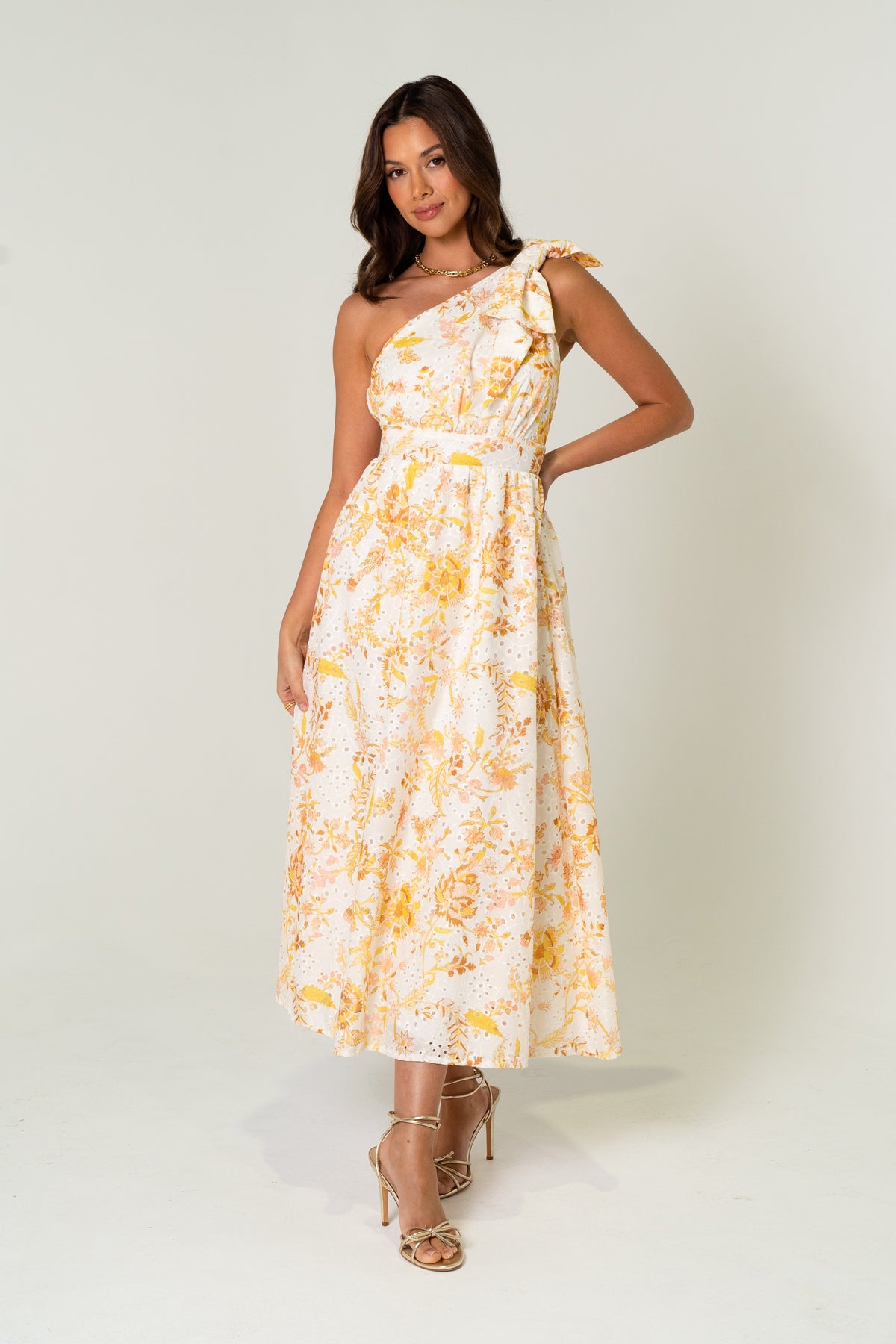 Amber One Shoulder Print Midi Dress