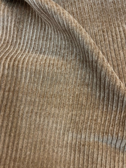 Italian Poly Stretch Corduroy - Khaki Brown