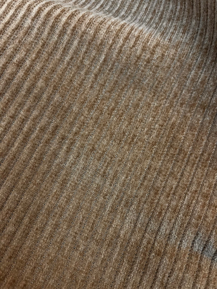 Italian Poly Stretch Corduroy - Khaki Brown