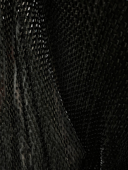 Beaded Poly Chiffon - Jet Black