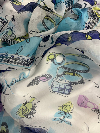 Crinkled Silk Chiffon - Fashionista Conversation Print