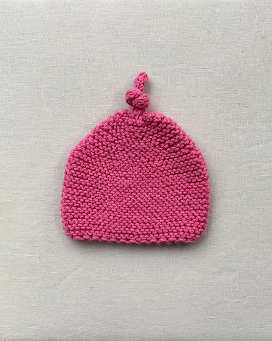 Knitted by Nana Top Knot Beanie - Bubblegum