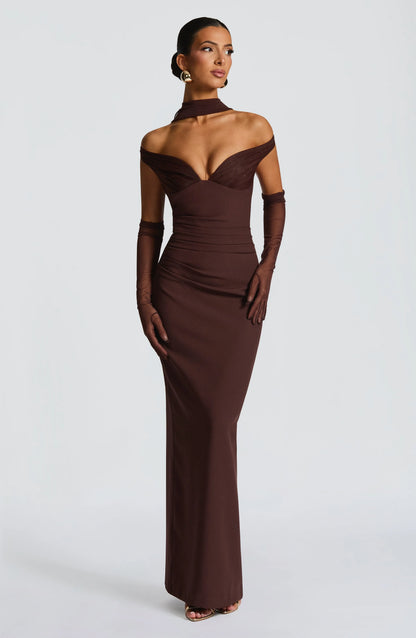 Abigail Maxi Dress - Plum Brown