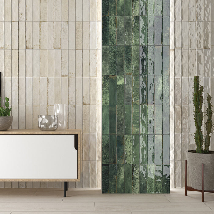 Asly Green 7.5 x 30cm Brick Wall Tile - 0.56sqm perbox