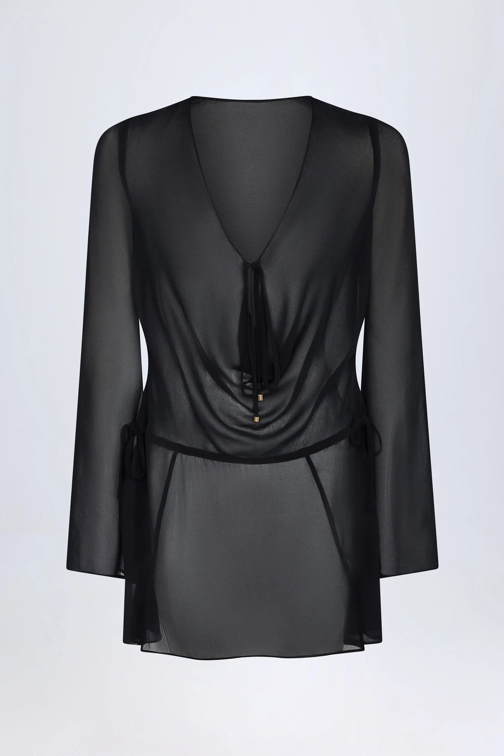 Cowl-Neck Mini Dress in Black