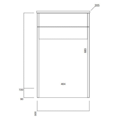 Baltimore 500mm WC Unit - Graphite Oak