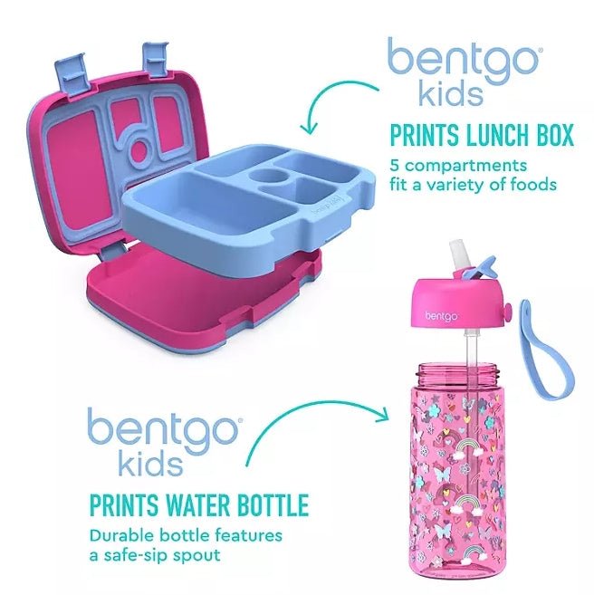 Bentgo Kids Prints Lunch Box & Water Bottle Set - 4 Styles - Wichita Home Outlet