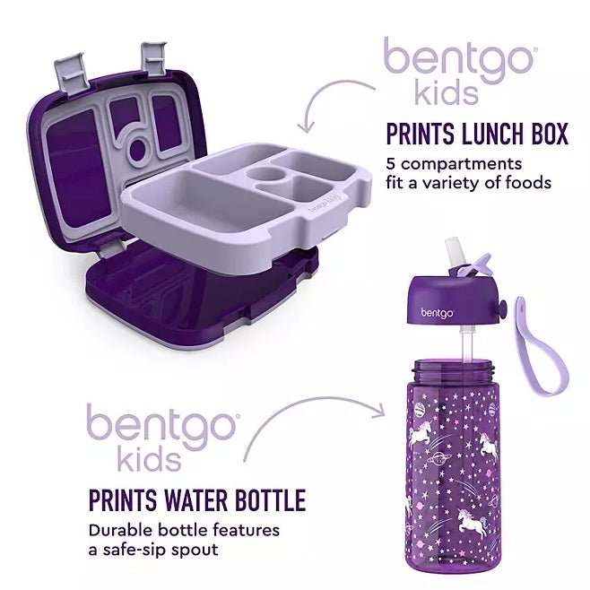 Bentgo Kids Prints Lunch Box & Water Bottle Set - 4 Styles - Wichita Home Outlet